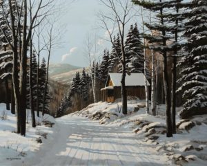 "Winter Cabin," by Bill Saunders 20 x 24 - acrylic $3380 Unframed