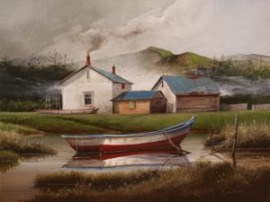 SOLD "The Boat Builder Place," by Mark Fletcher 18 x 24 - acrylic $1900 Unframed