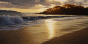 SOLD "Evening Shore Break," by Ray Ward 6 x 12 - oil $850 Unframed