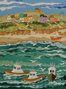 SOLD "The Fishing Season Begins," by Claudette Castonguay 18 x 24 - acrylic $1060 Unframed