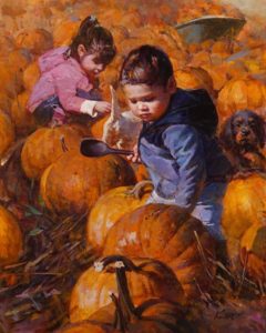"Fun Time at Harvest Season," by Clement Kwan 16 x 20 - oil $3400 Unframed