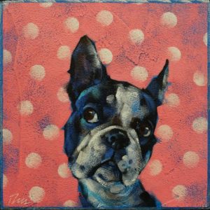SOLD "Coquette," by Angie Rees 6 x 6 - acrylic $225 (unframed panel with 1 1/2" edges)