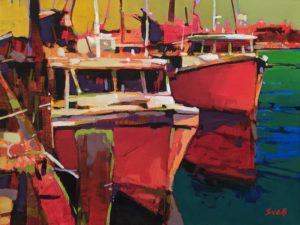 SOLD “Lobster Boats, Nova Scotia,” by Mike Svob 12 x 16 – acrylic $1415 Unframed