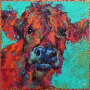 SOLD "Rupert," by Angie Rees 6 x 6 - acrylic $225 (unframed panel with 1 1/2" edges)
