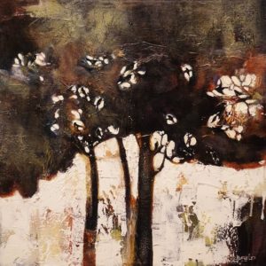 SOLD "Woodland with Greek Chorus," by Lee Caufield 20 x 20 - acrylic $1000 Unframed