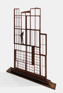 SOLD "The Apartment," by Janis Woode steel and wrapped copper wire 32" (H) x 23" (L) x 2 1/2" (W) $3300
