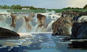 SOLD "Chaudiere Falls Near Quebec" (1996) by Robert Genn 12 x 20 - acrylic $5400 Unframed