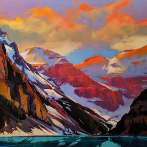 SOLD "The Last Diamonds (Lake Louise, Alta.)" by Mike Svob 48 x 48 - acrylic $11,410 (thick canvas wrap)