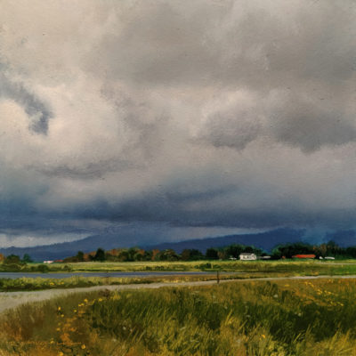 SOLD "Laden Sky - Study 1," by Renato Muccillo 6 x 6 - oil $1800 in show frame