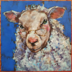 SOLD "Baaad Eyesight," by Angie Rees 8 x 8 - acrylic $425 (unframed panel with 1 1/2" edges)
