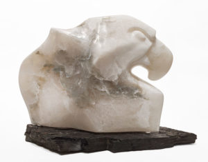 SOLD "Icy Stare," by Marilyn Armitage 11" (H) x 13" (L) - alabaster on slate $950