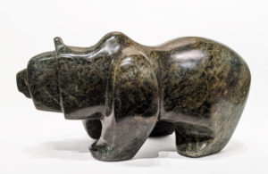 SOLD "Mama Bear Approaching," by Marilyn Armitage 8" (H) x 15" (L) - soapstone $1350