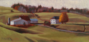 SOLD "Autumn Farm," by Paul Healey 5 x 10 1/2 - oil $325 Unframed