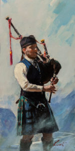 SOLD "Bagpipe," by Clement Kwan 6 x 12 - acrylic $1100 Unframed