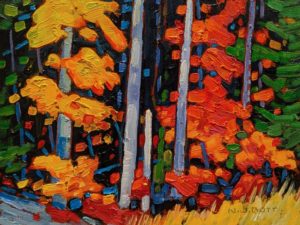SOLD "Blazing Autumn," by Nicholas Bott 6 x 8 - oil $760 Unframed $925 in show frame