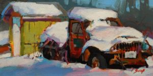 SOLD "A Cold Wet Blanket," by Mike Svob 6 x 12 - acrylic $685 Unframed $910 in show frame