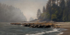 SOLD "Descending Fog," by Ray Ward 6 x 12 - oil $940 Unframed $1160 in show frame