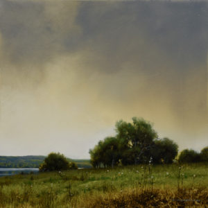 SOLD "Descending Skies," by Renato Muccillo 8 x 8 - oil $2750 in show frame