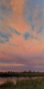 SOLD "Eastern Sky," by Renato Muccillo 8 x 16 - oil $4600 in hand-built show frame