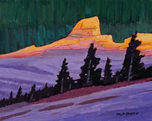 SOLD "Enchanting Mnt. Sunset," by Nicholas Bott 8 x 10 - oil $1200 Unframed