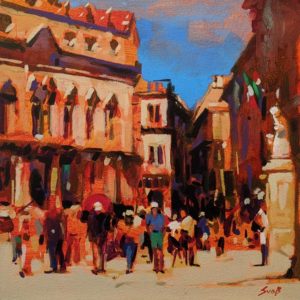 SOLD "Euclid's Hometown (Syracuse, Sicily)" by Mike Svob 12 x 12 - acrylic $1090 Unframed
