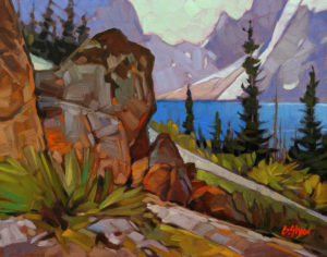 SOLD "Glacial Lake Summer's Day," by Graeme Shaw 11 x 14 - oil $735 Unframed $990 in show frame
