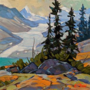 SOLD "Glacier View," by Graeme Shaw 8 x 8 - acrylic $470 Unframed