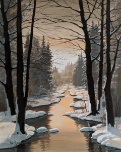 SOLD "Golden Brook," by Bill Saunders 8 x 10 - acrylic $650 Unframed $870 in show frame