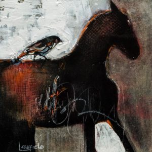 SOLD "Horse and Hawk I," by Lee Caufield 8 x 8 - acrylic $360 (unframed panel with 1 1/2" edges)