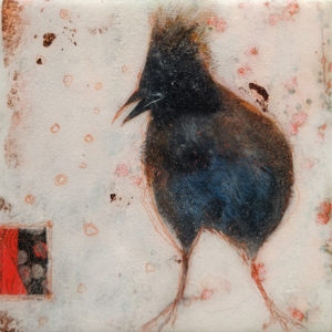 SOLD "Indigo and Copper," by Nikol Haskova 6 x 6 - mixed media, high-gloss finish $380 (unframed panel with thick edges)