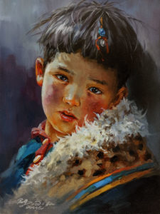 SOLD "Listening to Mom," by Donna Zhang 9 x 12 - oil $1085 Unframed $1340 in show frame