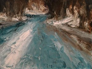 SOLD "Rivière en Mars" (River in March) by Robert P. Roy 9 x 12 - oil $490 Unframed $675 in show frame