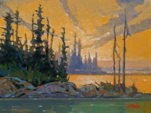 SOLD "Russell Lake, N.W.T." by Graeme Shaw 9 x 12 - oil $580 Unframed $720 in show frame