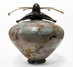 SOLD Vase (233) by Geoff Searle pit-fired pottery – 11" (H) x 10" (W) $850