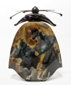 SOLD Slab Vase (236) by Geoff Searle pit-fired pottery – 12 1/2" (H) x 9" (W) $650