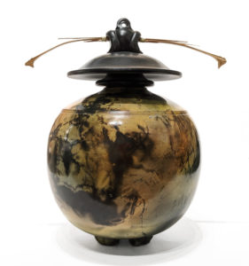 SOLD Vase (239) by Geoff Searle pit-fired pottery – 10" (H) $495