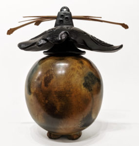 SOLD Vase (242) by Geoff Searle pit-fired pottery – 7" (H) $395
