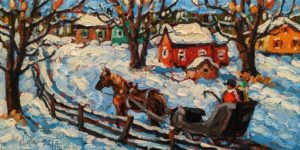 SOLD "Sunday Ride," by Rod Charlesworth 6 x 12 - oil $750 Unframed $960 in show frame