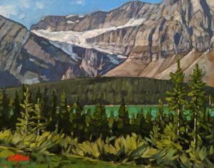 SOLD "View to the Crowfoot Glacier," by Graeme Shaw 11 x 14 - oil $735 Unframed $990 in show frame