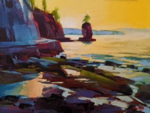 SOLD "Winter Day at Siwash Rock," by Mike Svob 12 x 16 - acrylic $1415 Unframed