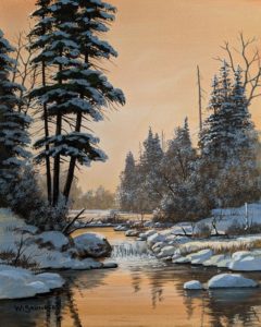 SOLD "Winter Falls," by Bill Saunders 8 x 10 - acrylic $650 Unframed $870 in show frame