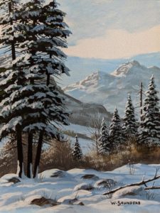 SOLD "Winter Trail," by Bill Saunders 6 x 8 - acrylic $500 Unframed $610 in show frame