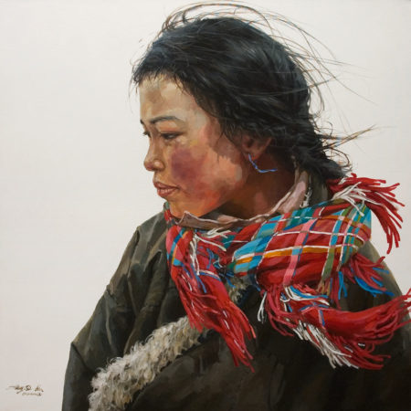 SOLD "Wrapped in Colour" by Donna Zhang 30 x 30 - oil $6100 Unframed