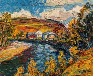 SOLD "Rivière de Gouffre (Automne), Baie Saint-Paul," by Raynald Leclerc 20 x 24 - oil $2500 Unframed