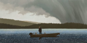 "Come Hail and High Water," by Ken Kirkby 18 x 36 - oil $1945 Unframed