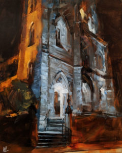 SOLD "Holy Rosary Cathedral," by William Liao 16 x 20 - oil $1235 Unframed