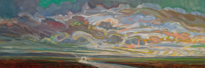 SOLD "Morning Drive," by Steve Coffey 12 x 36 - oil $2110 (thick canvas wrap)