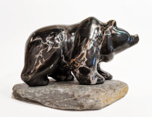SOLD "Grizzly II," by Herb Latreille 11" (L) x 7 1/2" (H) incl. base - Portoro macchia marble $2900