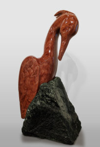 SOLD "Raspberry Heron," by Herb Latreille 23" (H) incl. base - Raspberry alabaster $4350