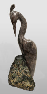 SOLD "Blue Heron" by Herb Latreille 25" (H) incl. base - Shania marble $4250